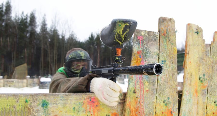 Paintball in the Carpathian Mountains in winter