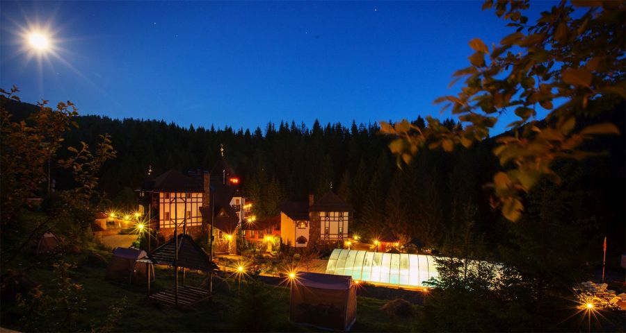 Swimming pool Carpathians in the summer night